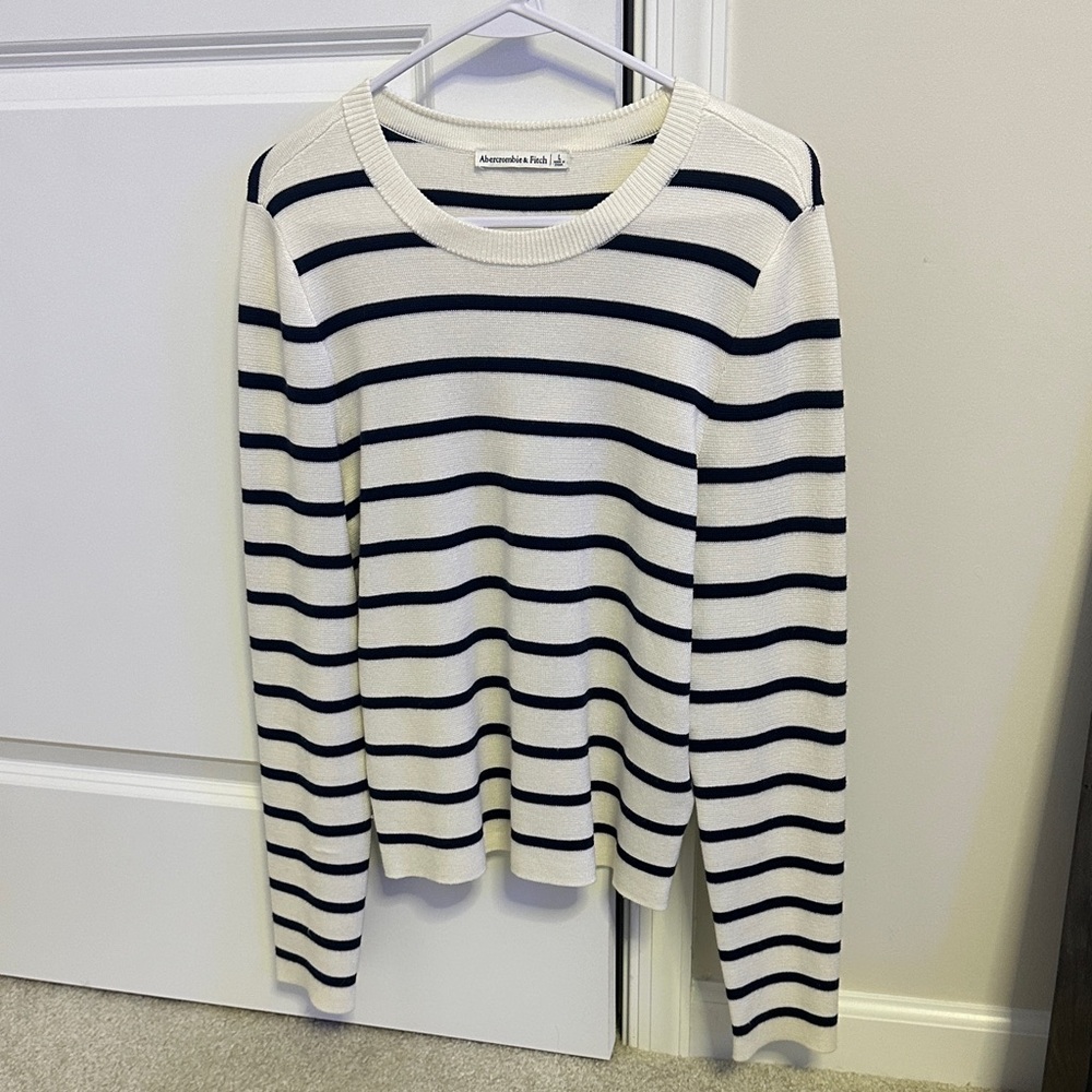 Abercrombie & Fitch Striped Sweater - Cream and Black